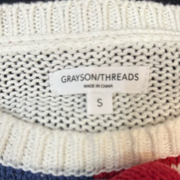 Grayson Threads American Flag 🇺🇸 Americana Knit Cotton Blend Sweater Sz S - Picture 9 of 9